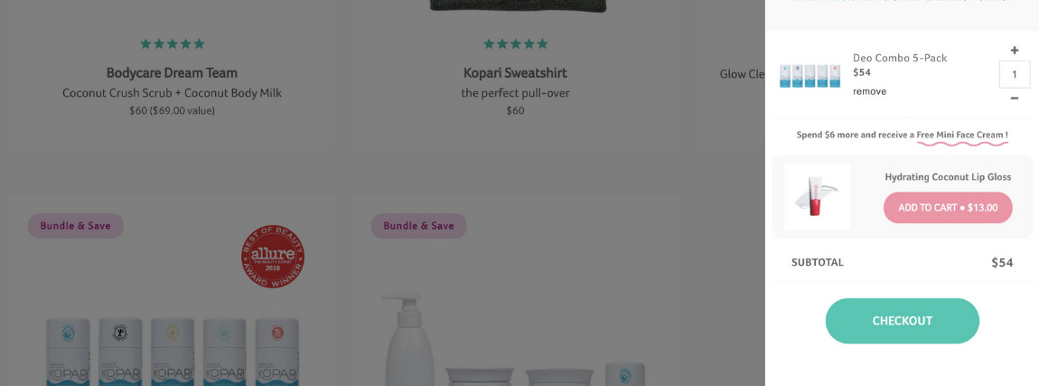 A Kopary Beauty a kosárérték növeléséhez használt módszere