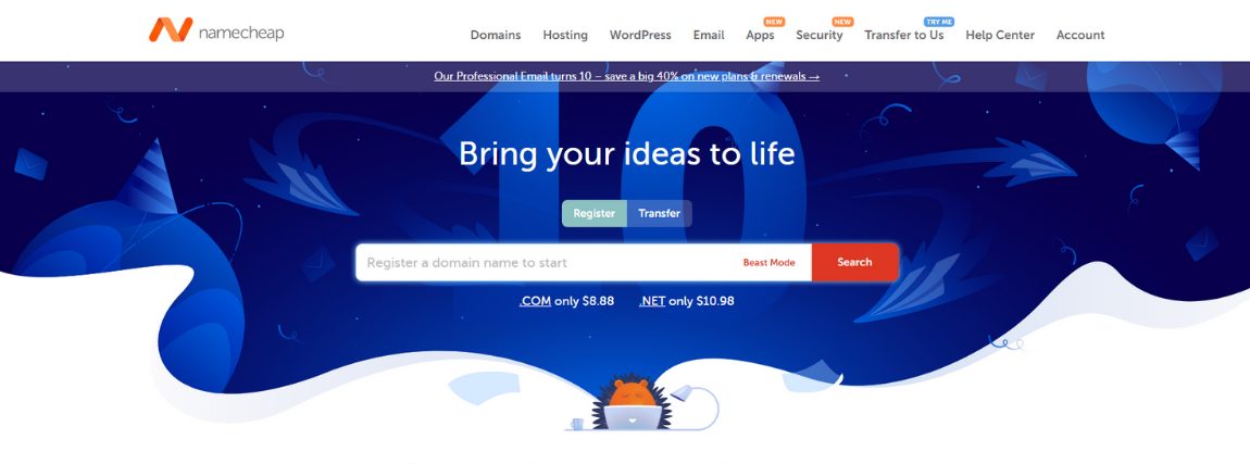Namecheap a domain név regisztrációjához