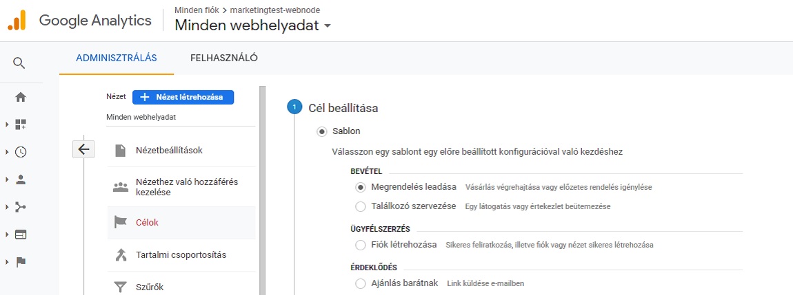 Cél beállítása első lépés