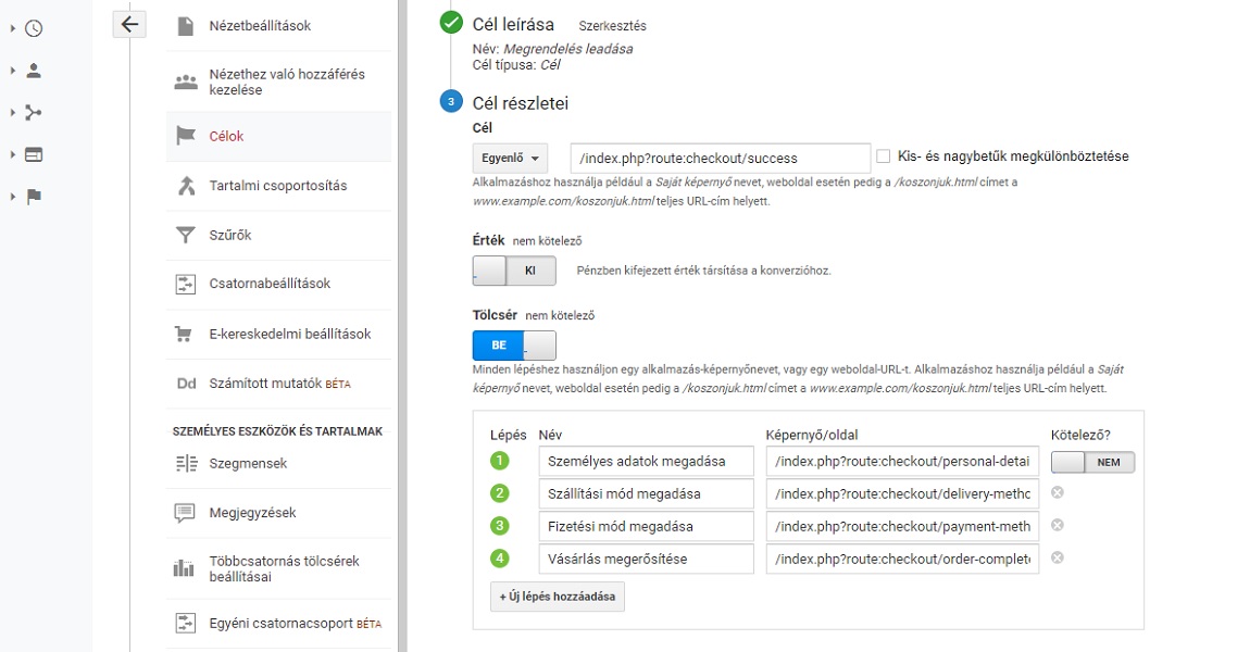 Cél beállítása harmadik lépés