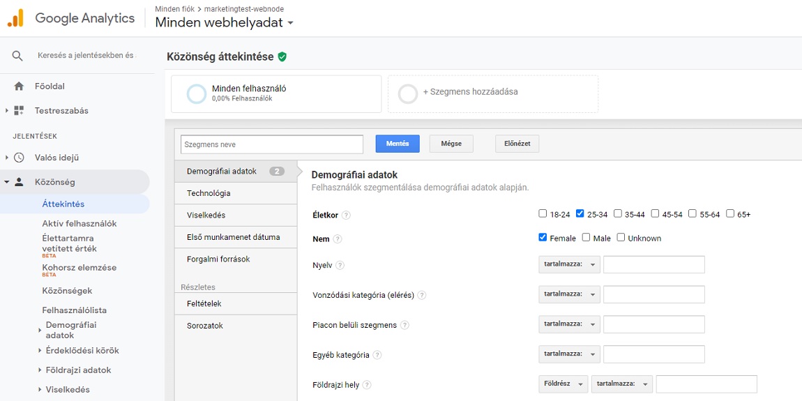 Szegmens hozzáadása