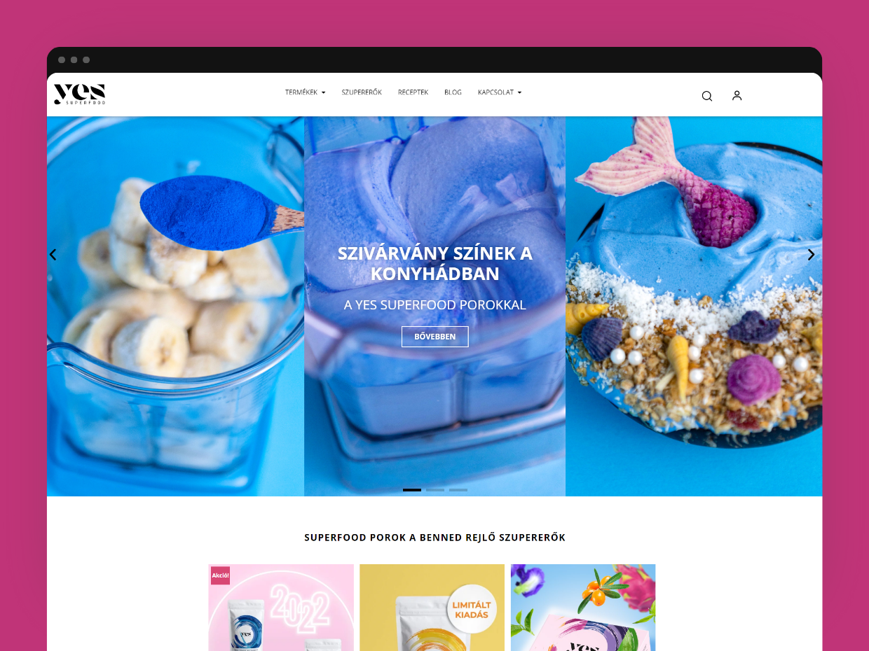 Yes Superfood Shopify webáruház