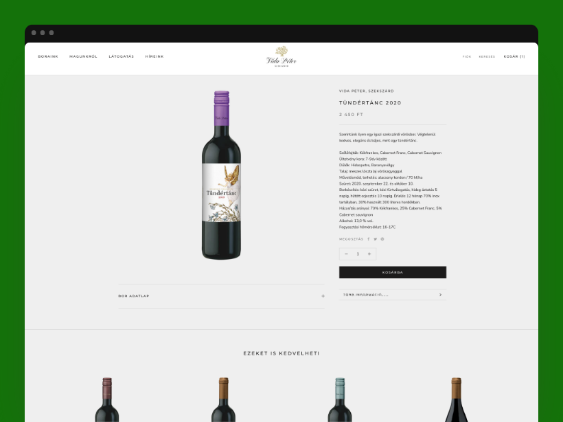 Vida Borbirtok termék