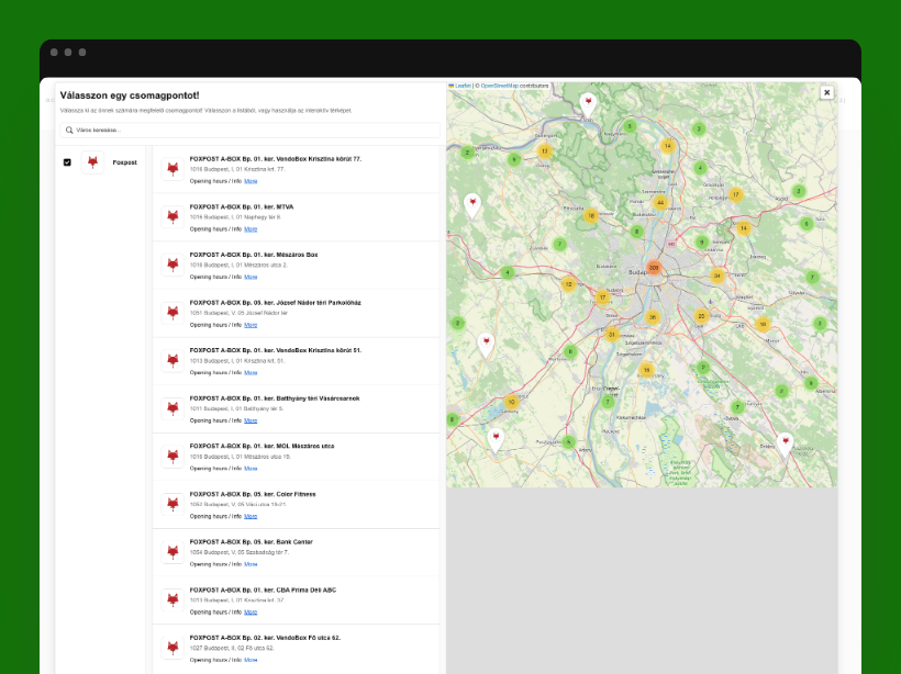 Vida Borbirtok térképes választó